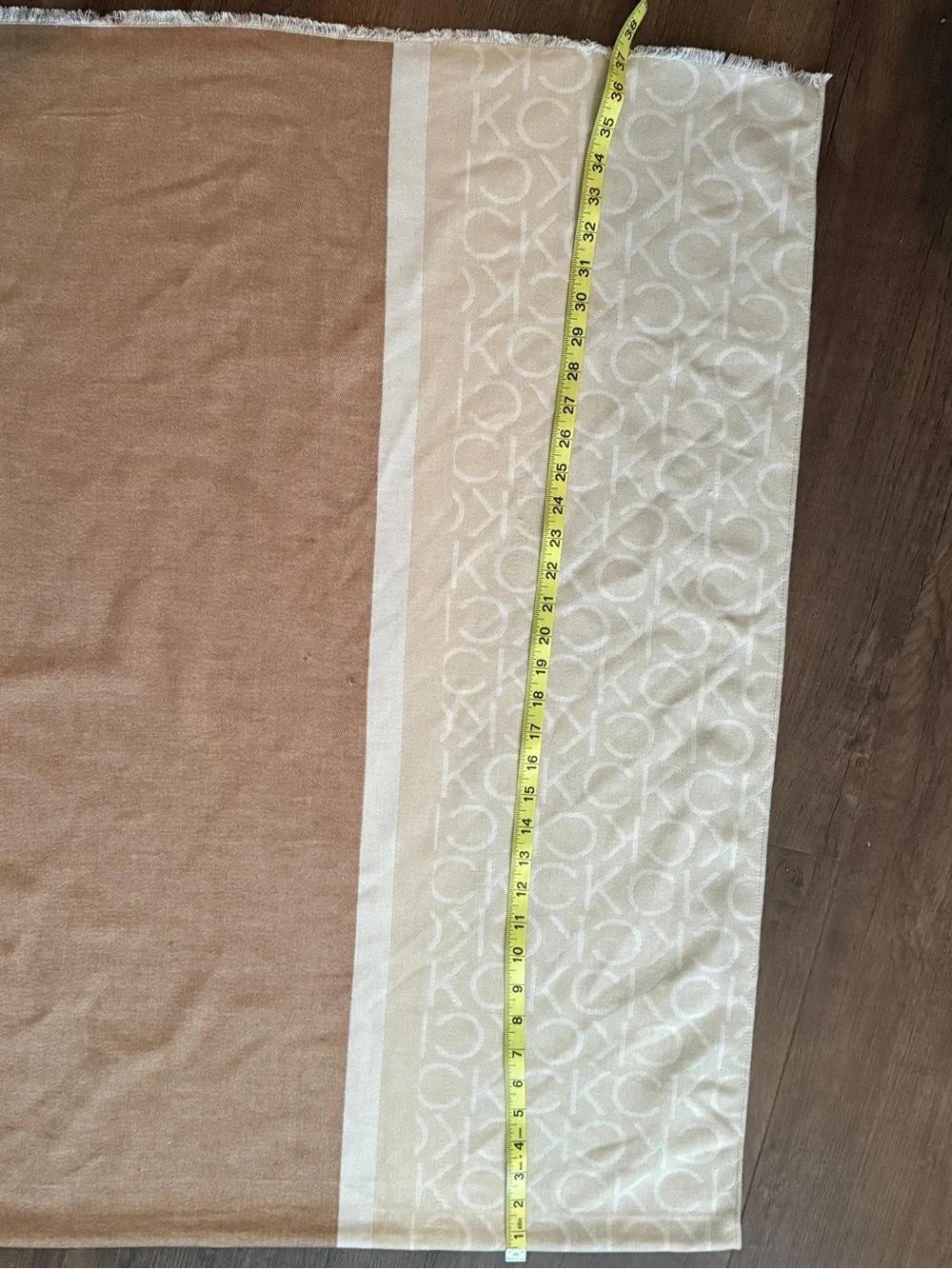 Calvin Klein Beige & Camel Logo Scarf